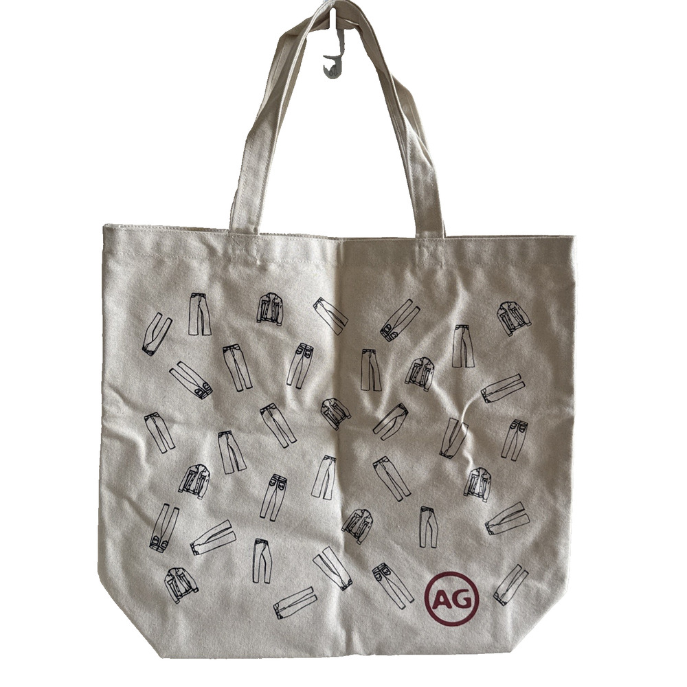 AG Adriano Goldschmied Cotton Canvas Tote Bag 18 x 15 Beige‎ Reusable Promo New